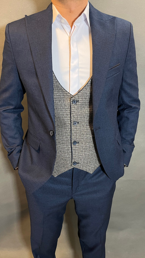 کت شلوار جلیقه دبل فیس سوزنی کد ۶۵۱