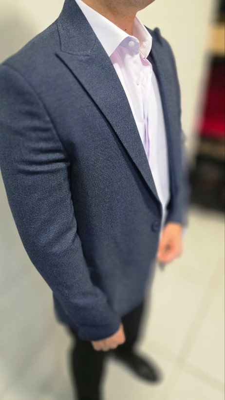 کت تک مردانه جیب از رو آکسفورد سرمه ای